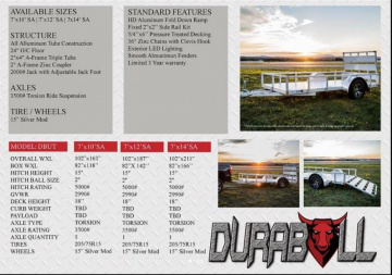 New 2024 Durabull Trailers 7x14 Aluminum Utility Trailer