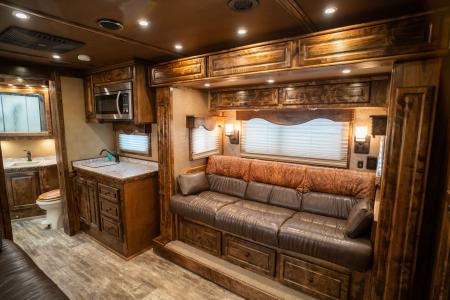 Used 2021 Bloomer 3 Horse Gooseneck Outlaw Living Quarters '21 Horse Trailer