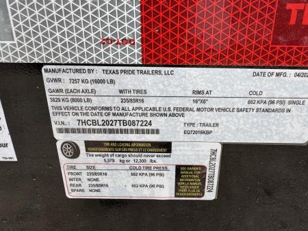 New 2026 Texas Pride Trailers EQ72016KBP Flatbed Trailer