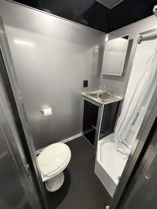 Used 2026 Haulmark 34 EDGE Bathroom Race Trailer, Dual A/C, Airline Track, Winch, 18K GVWR, 54" ALX Slide Out Step, Awning, Air Prep, Landing Light PKG, Hyd Tongue Jack