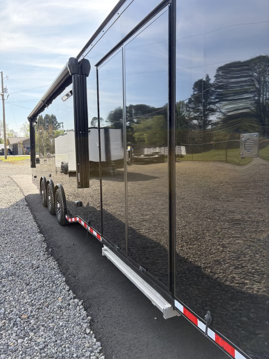 Used 2026 Haulmark 34 EDGE Bathroom Race Trailer, Dual A/C, Airline Track, Winch, 18K GVWR, 54" ALX Slide Out Step, Awning, Air Prep, Landing Light PKG, Hyd Tongue Jack