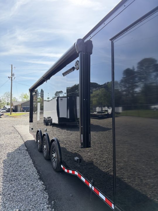 Used 2026 Haulmark 34 EDGE Bathroom Race Trailer, Dual A/C, Airline Track, Winch, 18K GVWR, 54" ALX Slide Out Step, Awning, Air Prep, Landing Light PKG, Hyd Tongue Jack