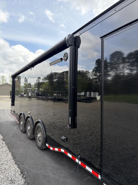 Used 2026 Haulmark 34 EDGE Bathroom Race Trailer, Dual A/C, Airline Track, Winch, 18K GVWR, 54" ALX Slide Out Step, Awning, Air Prep, Landing Light PKG, Hyd Tongue Jack