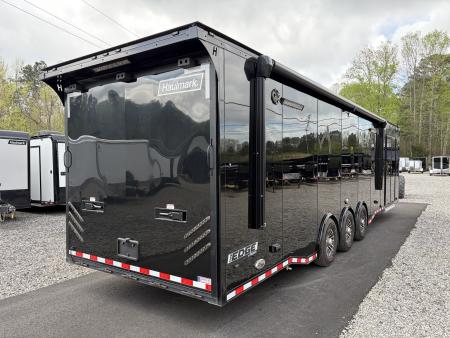 Used 2026 Haulmark 34 EDGE Bathroom Race Trailer, Dual A/C, Airline Track, Winch, 18K GVWR, 54" ALX Slide Out Step, Awning, Air Prep, Landing Light PKG, Hyd Tongue Jack