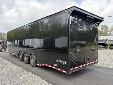 Used 2026 Haulmark 34 EDGE Bathroom Race Trailer, Dual A/C, Airline Track, Winch, 18K GVWR, 54" ALX Slide Out Step, Awning, Air Prep, Landing Light PKG, Hyd Tongue Jack