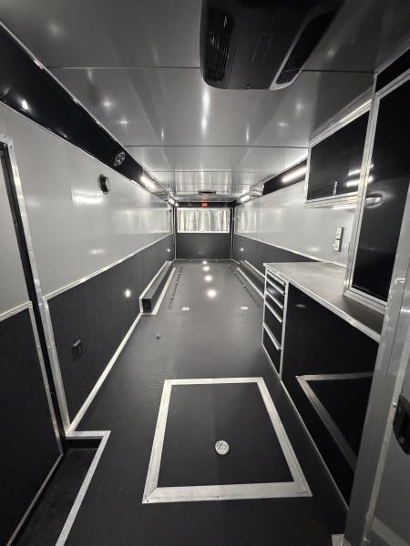 Used 2026 Haulmark 34 EDGE Bathroom Race Trailer, Dual A/C, Airline Track, Winch, 18K GVWR, 54" ALX Slide Out Step, Awning, Air Prep, Landing Light PKG, Hyd Tongue Jack