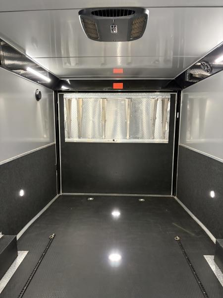 Used 2026 Haulmark 34 EDGE Bathroom Race Trailer, Dual A/C, Airline Track, Winch, 18K GVWR, 54" ALX Slide Out Step, Awning, Air Prep, Landing Light PKG, Hyd Tongue Jack