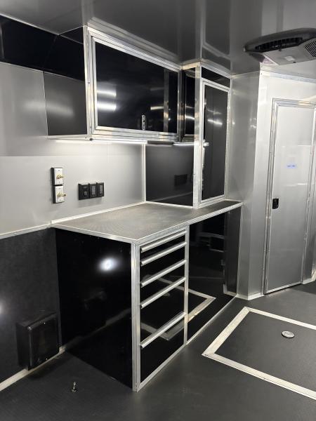 Used 2026 Haulmark 34 EDGE Bathroom Race Trailer, Dual A/C, Airline Track, Winch, 18K GVWR, 54" ALX Slide Out Step, Awning, Air Prep, Landing Light PKG, Hyd Tongue Jack