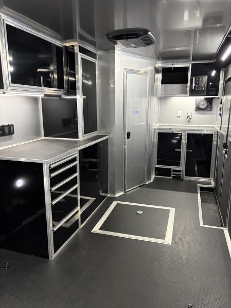 Used 2026 Haulmark 34 EDGE Bathroom Race Trailer, Dual A/C, Airline Track, Winch, 18K GVWR, 54" ALX Slide Out Step, Awning, Air Prep, Landing Light PKG, Hyd Tongue Jack