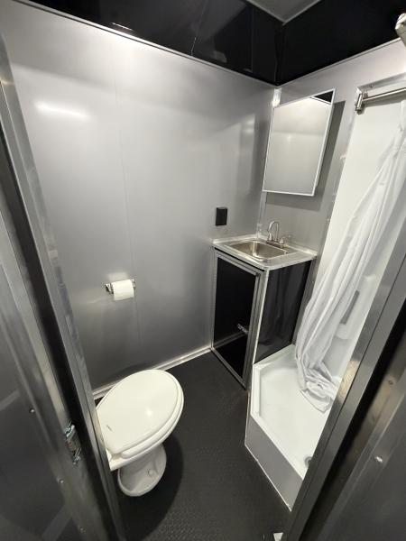 Used 2026 Haulmark 34 EDGE Bathroom Race Trailer, Dual A/C, Airline Track, Winch, 18K GVWR, 54" ALX Slide Out Step, Awning, Air Prep, Landing Light PKG, Hyd Tongue Jack