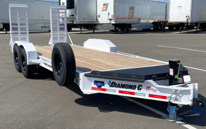 New Diamond C 20' LPX 207 Equipment Trailer-White, Knee Ramps, Spare
