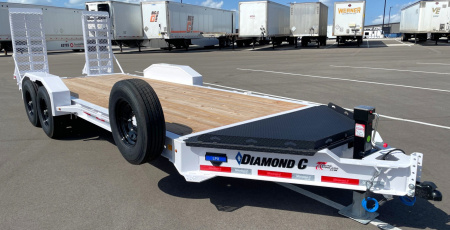 New Diamond C 20' LPX 207 Equipment Trailer-White, Knee Ramps, Spare