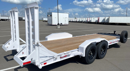 New Diamond C 20' LPX 207 Equipment Trailer-White, Knee Ramps, Spare