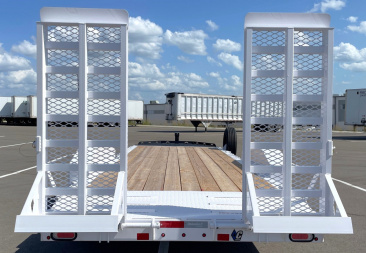 New Diamond C 20' LPX 207 Equipment Trailer-White, Knee Ramps, Spare