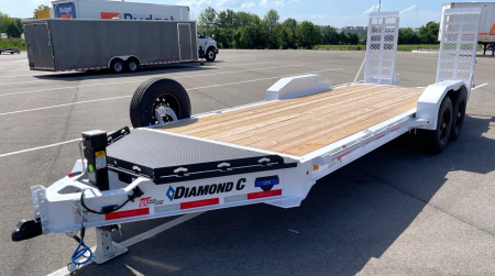 New Diamond C 20' LPX 207 Equipment Trailer-White, Knee Ramps, Spare