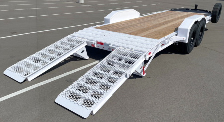New Diamond C 20' LPX 207 Equipment Trailer-White, Knee Ramps, Spare