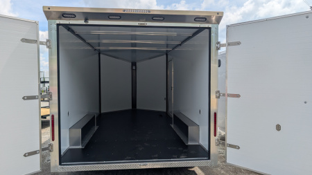 New 2026 Ideal Cargo 8.5x16 EvoCore "Work Zone" Contractor (GALVANIZED FRAME) w/ Barn Doors