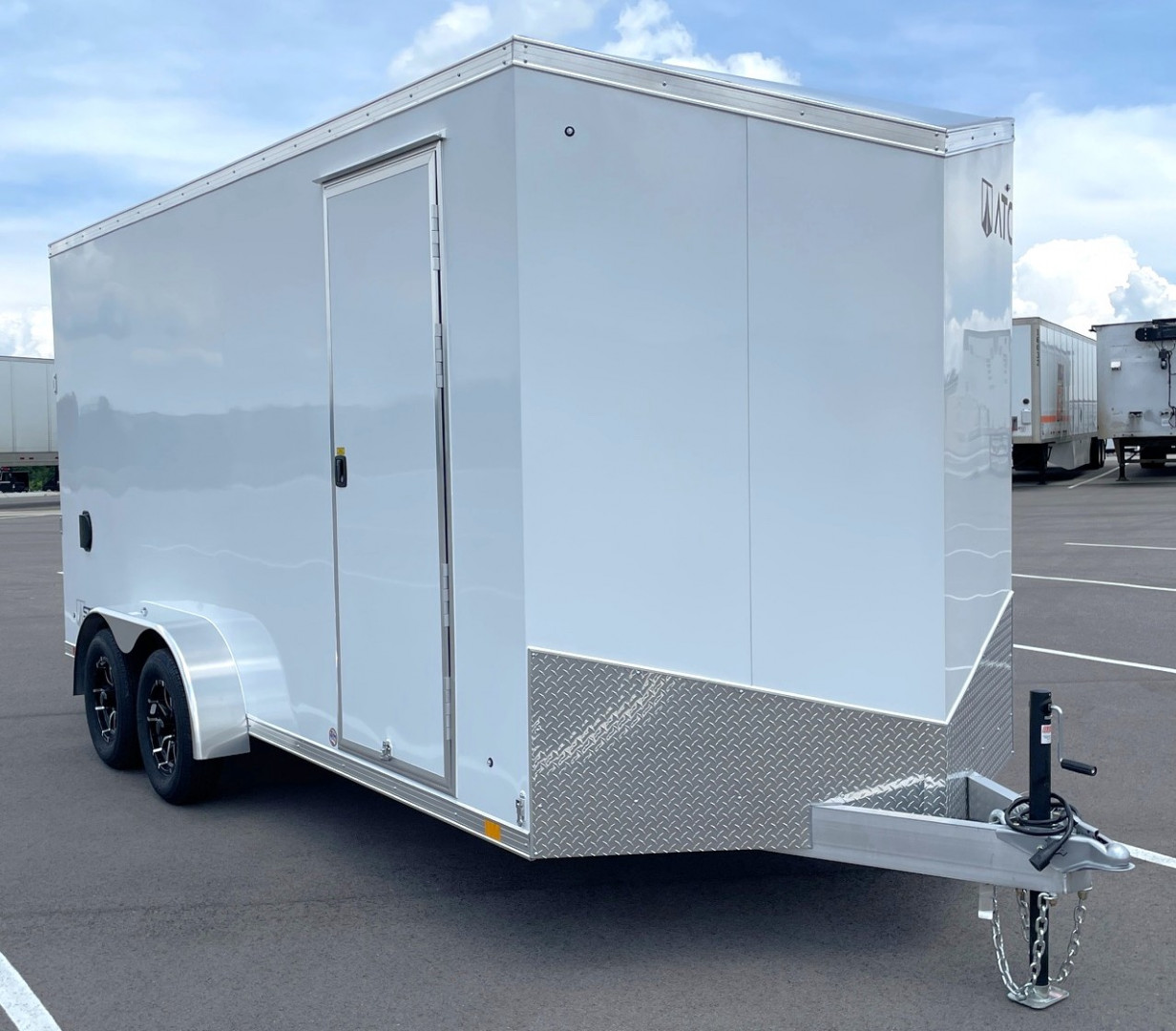 New ATC 7x16 Sto 400 White Aluminum Enclosed Cargo Trailer: 7' Height, Aluminum Wheels