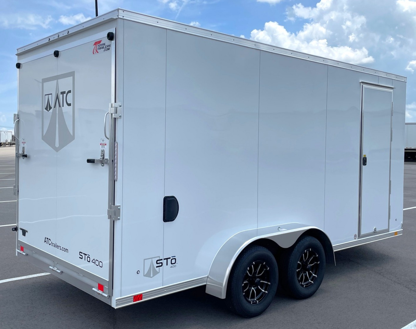 New ATC 7x16 Sto 400 White Aluminum Enclosed Cargo Trailer: 7' Height, Aluminum Wheels