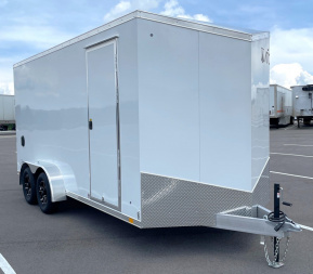 New ATC 7x16 Sto 400 White Aluminum Enclosed Cargo Trailer: 7' Height, Aluminum Wheels