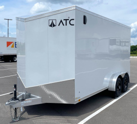 New ATC 7x16 Sto 400 White Aluminum Enclosed Cargo Trailer: 7' Height, Aluminum Wheels