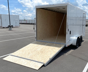 New ATC 7x16 Sto 400 White Aluminum Enclosed Cargo Trailer: 7' Height, Aluminum Wheels