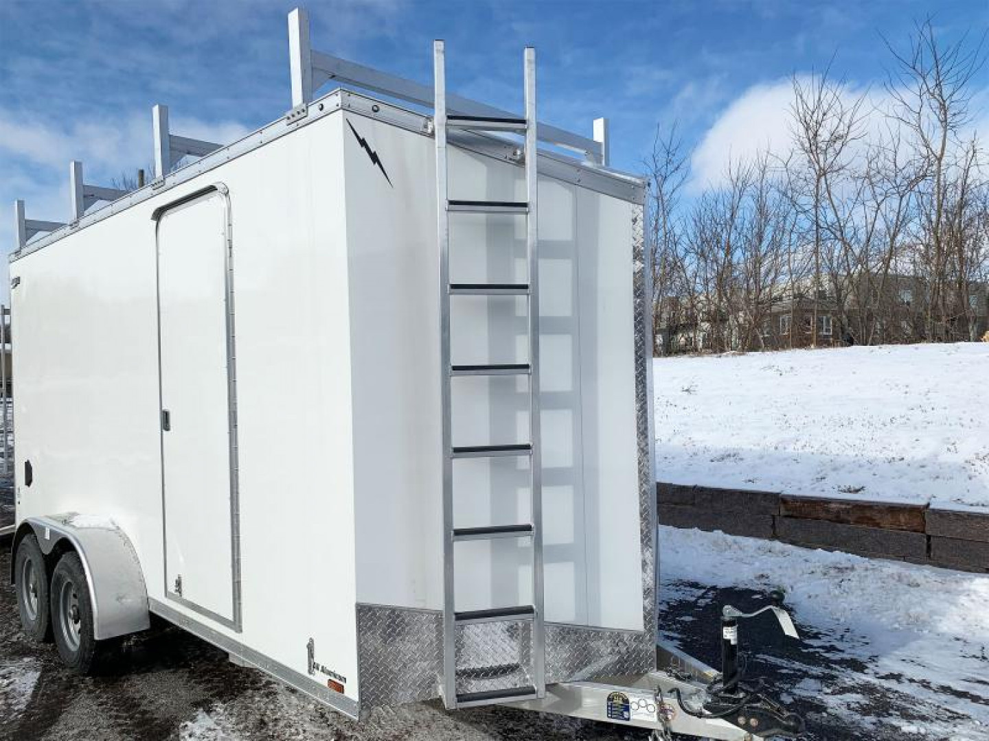 New Lightning 7x16 Aluminum Enclosed Trailer - Rear ramp door- Ladder ...