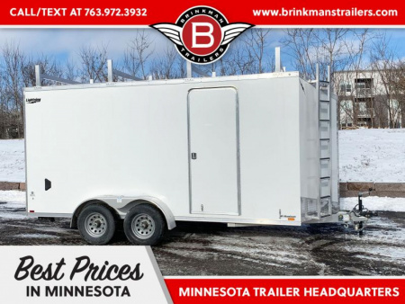 New Lightning 7x16 Aluminum Enclosed Trailer - Rear ramp door- Ladder Racks and Roof Access Ladder!
