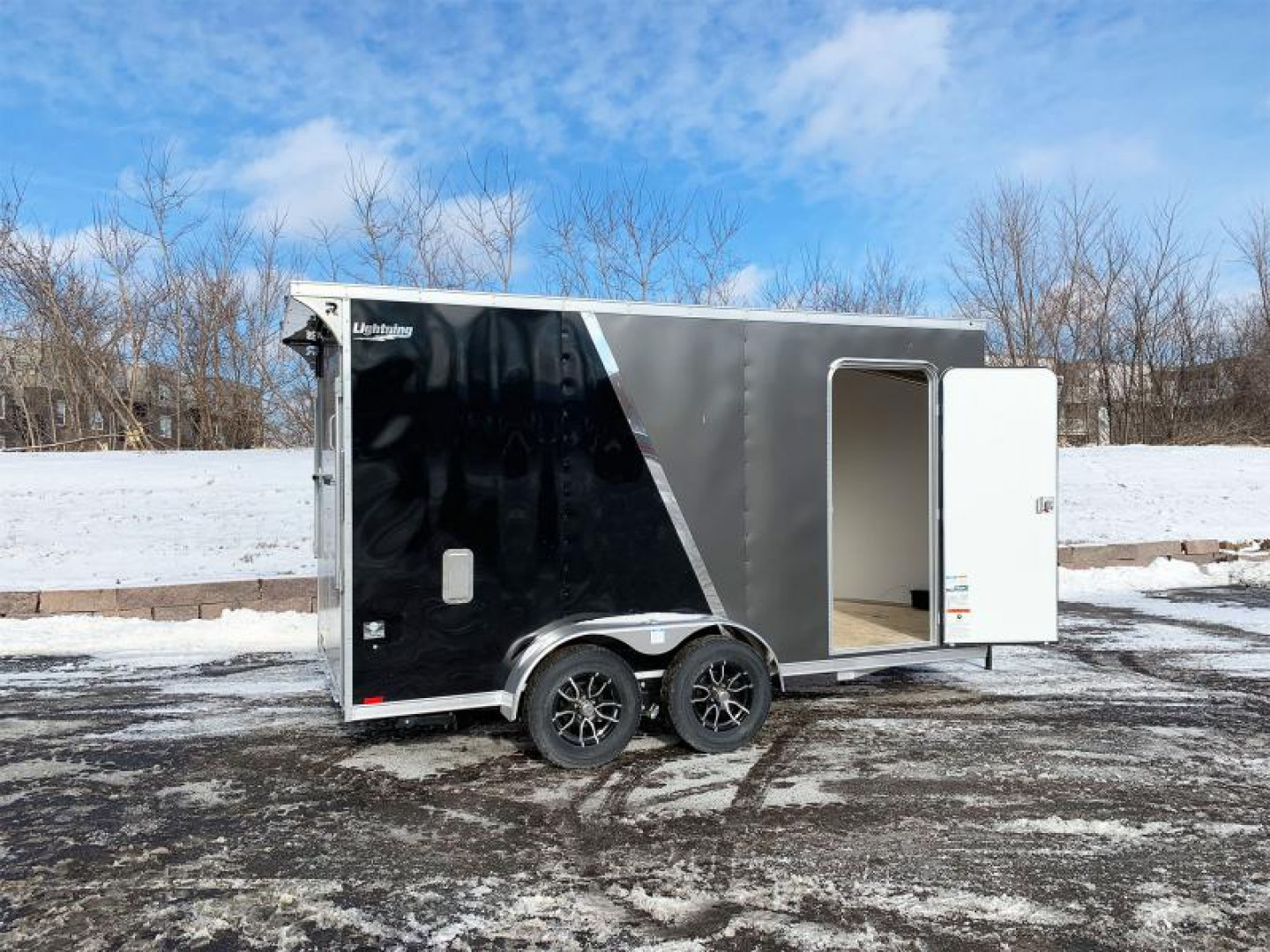 Trailer Rear Door Ramp New Lightning 7x14 Aluminum Enclosed Trailer - Rear ramp door for sale ...
