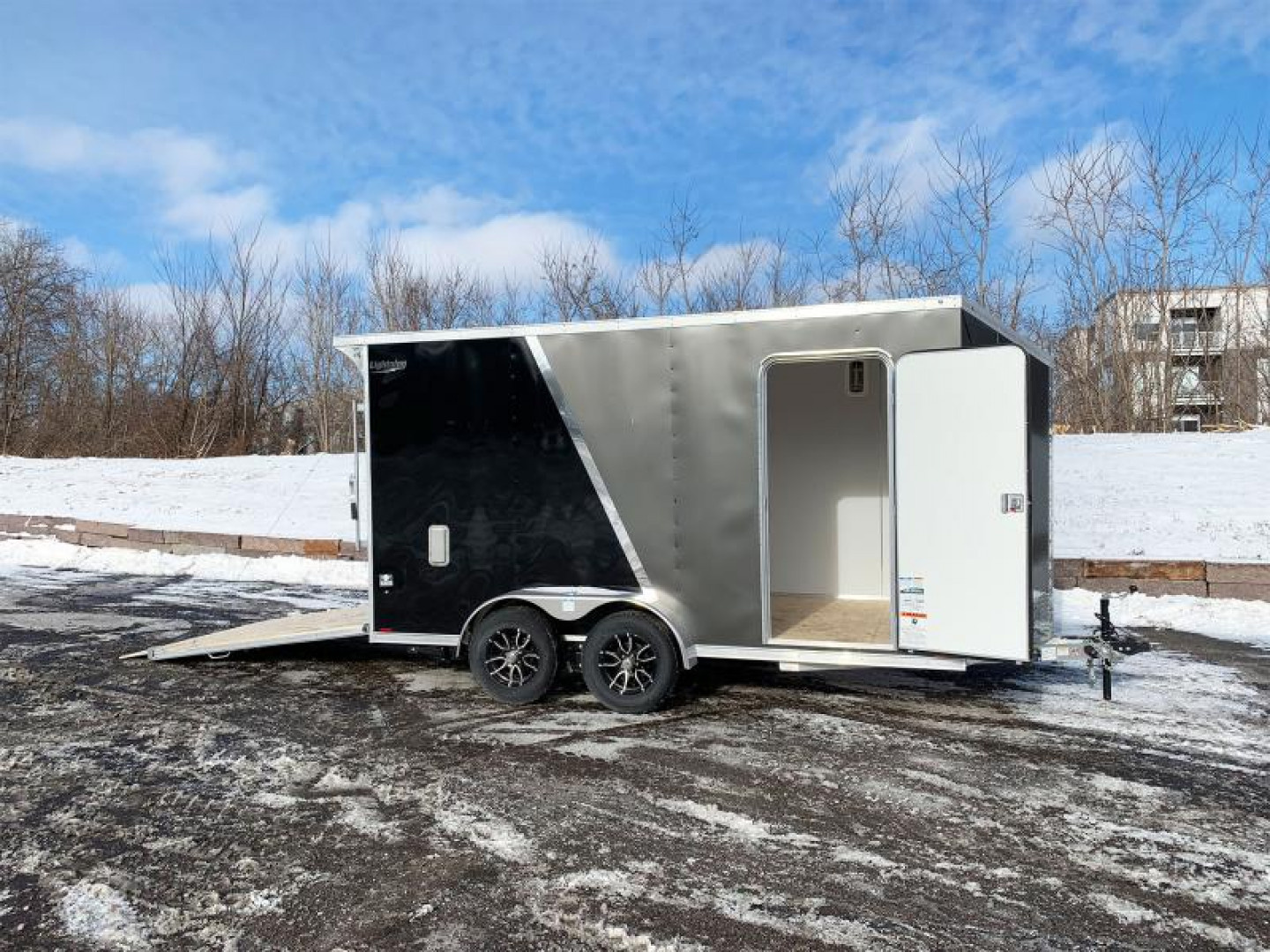 Trailer Rear Door Ramp New Lightning 7x14 Aluminum Enclosed Trailer - Rear ramp door for sale ...