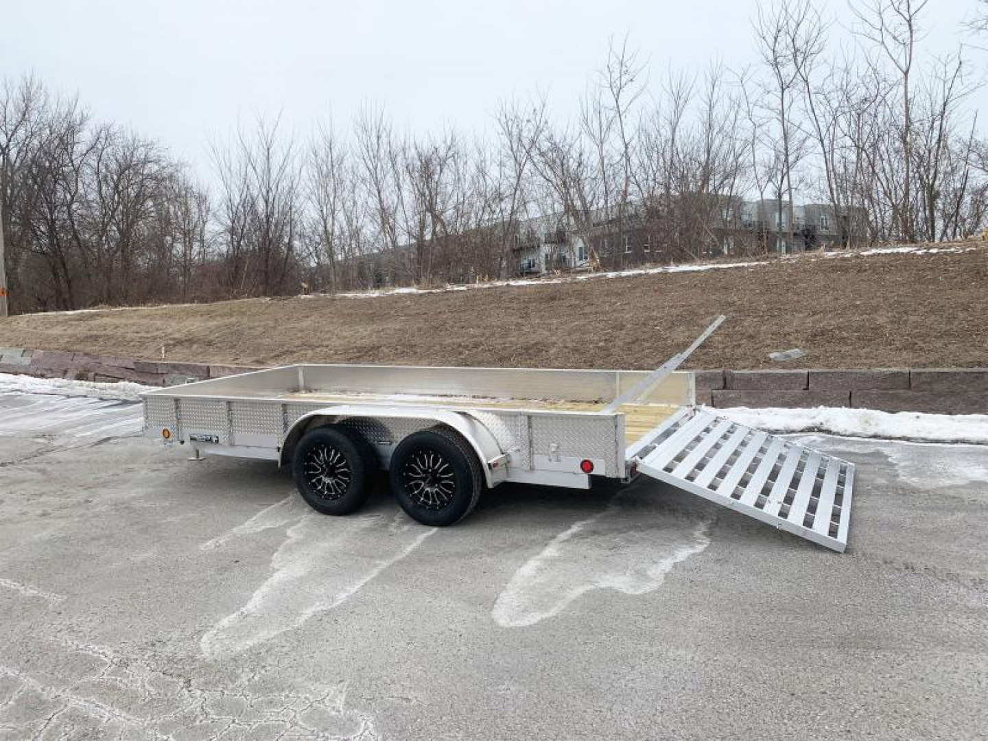 New Trophy 7x14 Tandem Axle Aluminum ATV/UTV Utility Trailer - Diamond Plate Sides