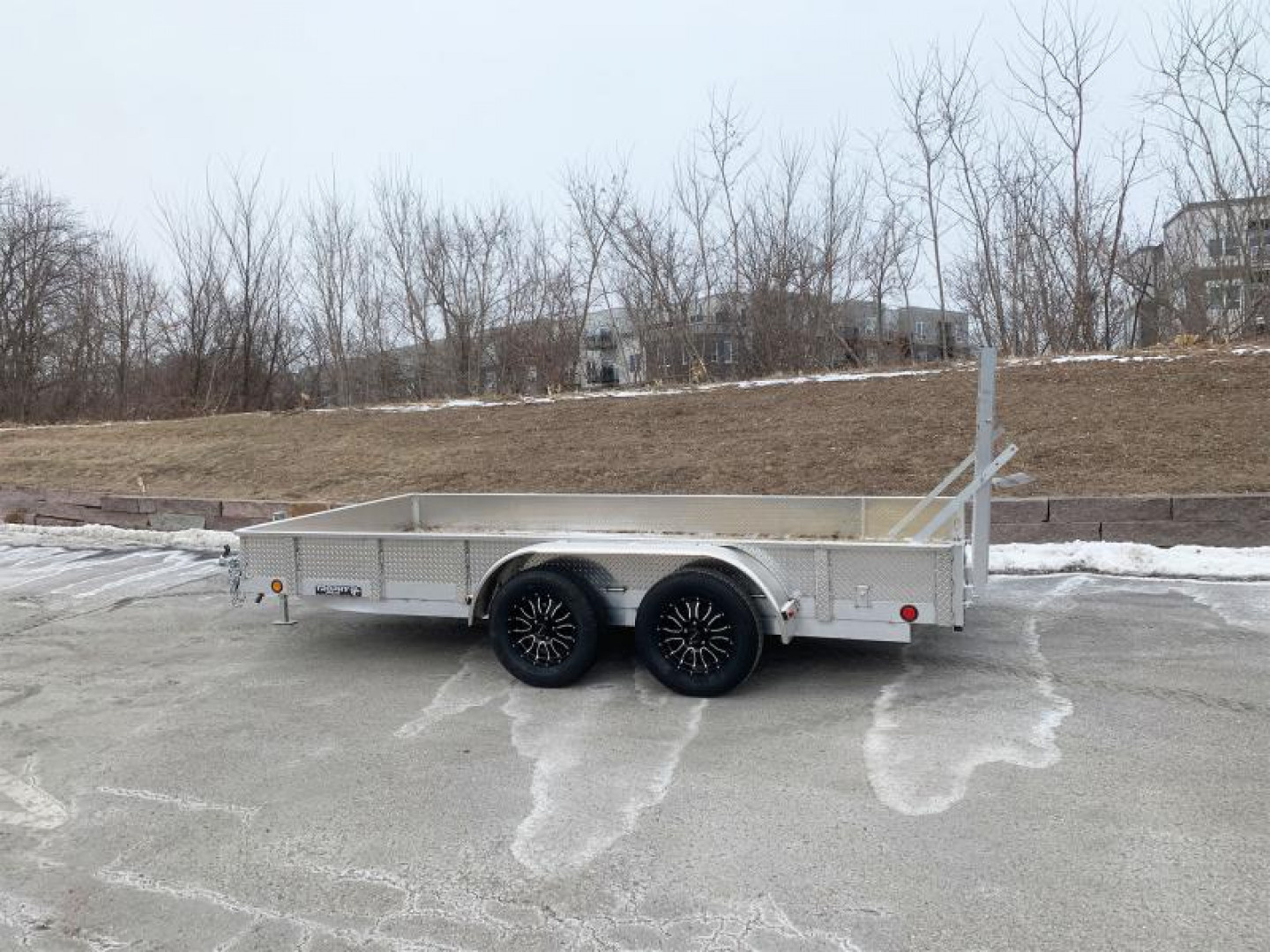 New Trophy 7x14 Tandem Axle Aluminum ATV/UTV Utility Trailer - Diamond Plate Sides