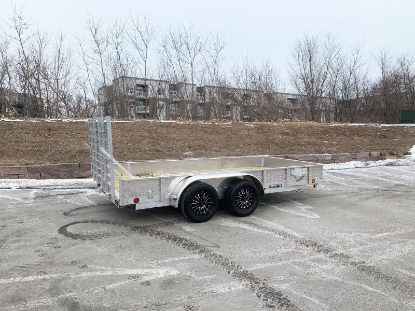 New Trophy 7x14 Tandem Axle Aluminum ATV/UTV Utility Trailer - Diamond Plate Sides