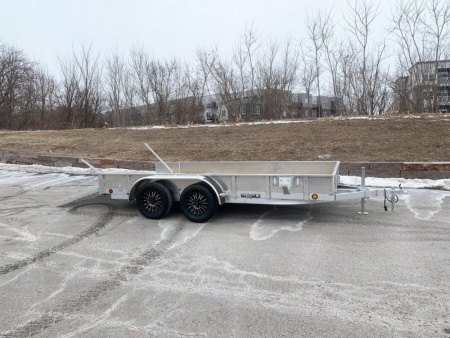 New Trophy 7x14 Tandem Axle Aluminum ATV/UTV Utility Trailer - Diamond Plate Sides
