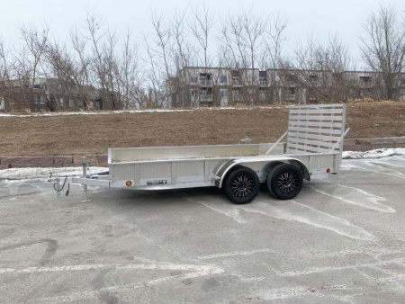 New Trophy 7x14 Tandem Axle Aluminum ATV/UTV Utility Trailer - Diamond Plate Sides