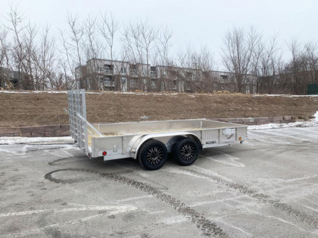 New Trophy 7x14 Tandem Axle Aluminum ATV/UTV Utility Trailer - Diamond Plate Sides