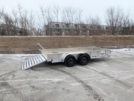 New Trophy 7x14 Tandem Axle Aluminum ATV/UTV Utility Trailer - Diamond Plate Sides