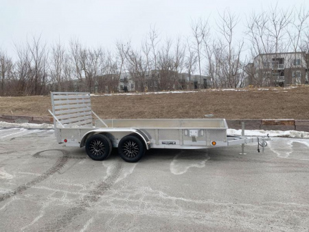 New Trophy 7x14 Tandem Axle Aluminum ATV/UTV Utility Trailer - Diamond Plate Sides