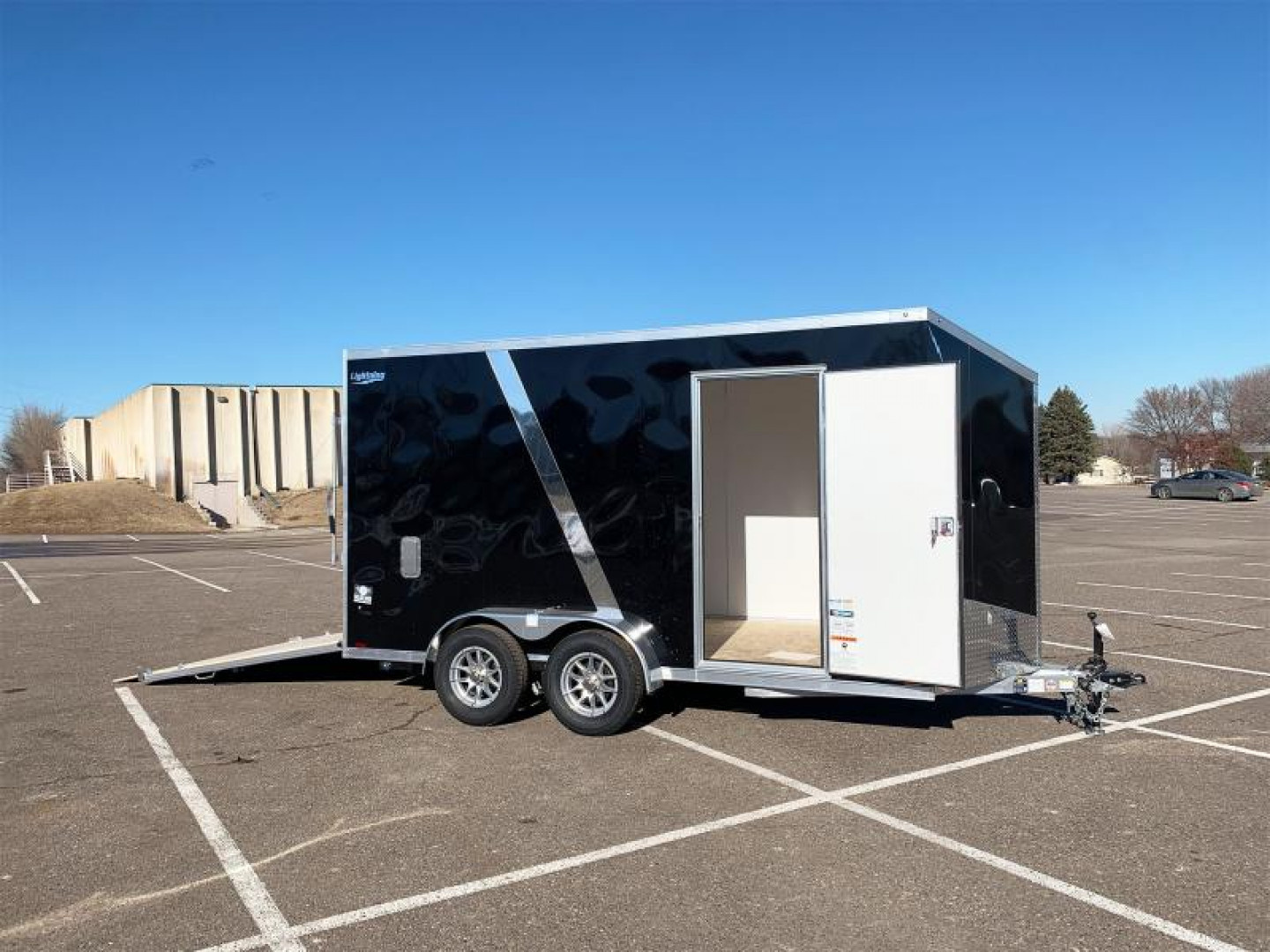 Trailer Rear Door Ramp New Lightning 7x14 Aluminum Enclosed Trailer - Rear ramp door for sale ...