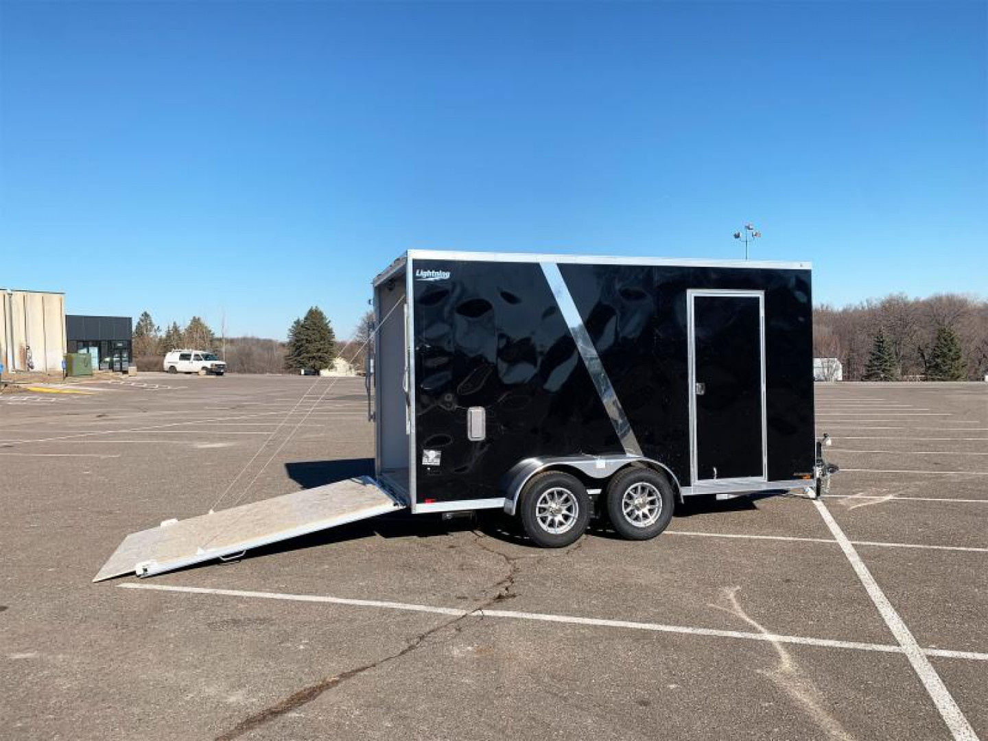Trailer Rear Door Ramp New Lightning 7x14 Aluminum Enclosed Trailer - Rear ramp door for sale ...