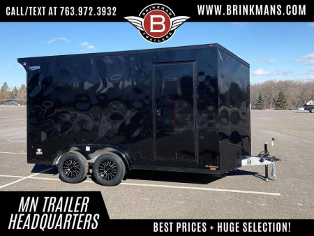 New Lightning 7.5x14 Aluminum Enclosed Trailer - Rear ramp door-Blackout Package