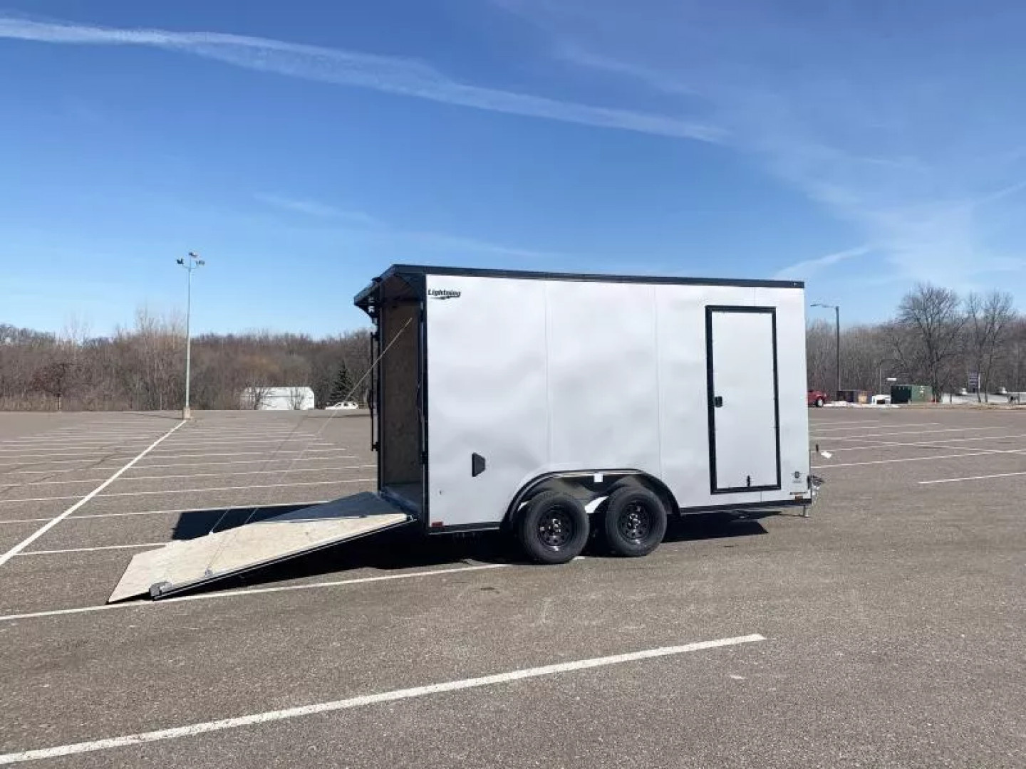 Trailer Rear Door Ramp New Lightning 7.5x14 Aluminum Enclosed Trailer - Rear ramp door ...