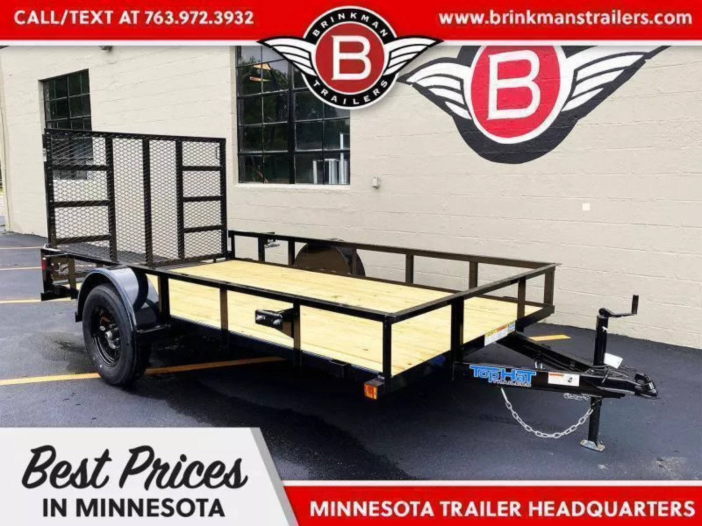 New Top Quality Top Hat 77x12 Open Utility Trailer - Rear Ramp!