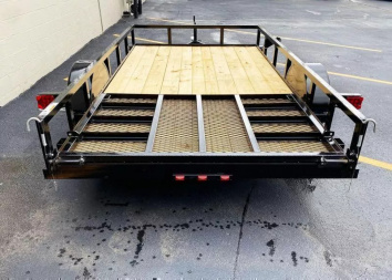 New Top Quality Top Hat 77x12 Open Utility Trailer - Rear Ramp!