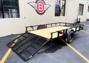 New Top Quality Top Hat 77x12 Open Utility Trailer - Rear Ramp!