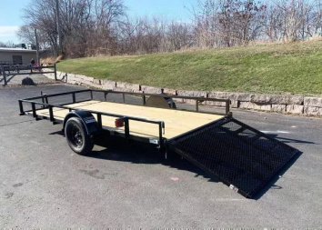 New Top Quality Top Hat 77x14 Open Utility Trailer - Rear Ramp!