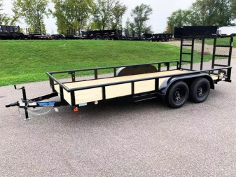 New Top Quality Top Hat 83x16 Tandem Axle Steel Utility Trailer - Rear Ramp!
