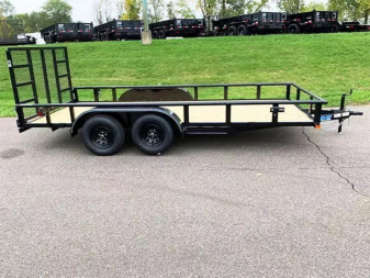 New Top Quality Top Hat 83x16 Tandem Axle Steel Utility Trailer - Rear Ramp!