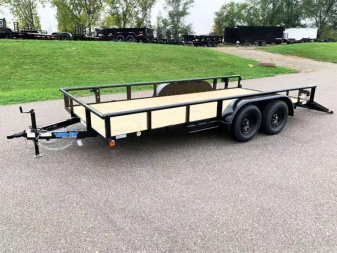 New Top Quality Top Hat 83x16 Tandem Axle Steel Utility Trailer - Rear Ramp!