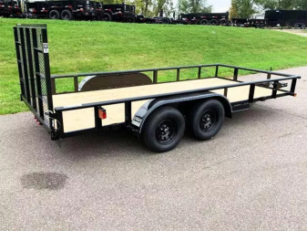 New Top Quality Top Hat 83x16 Tandem Axle Steel Utility Trailer - Rear Ramp!